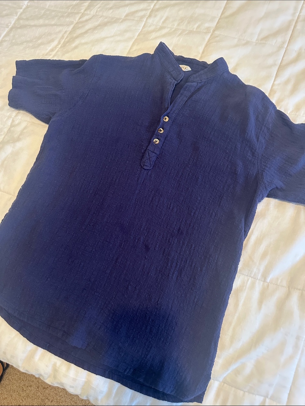 Men's Navy Short-Sleeve Henley Polo